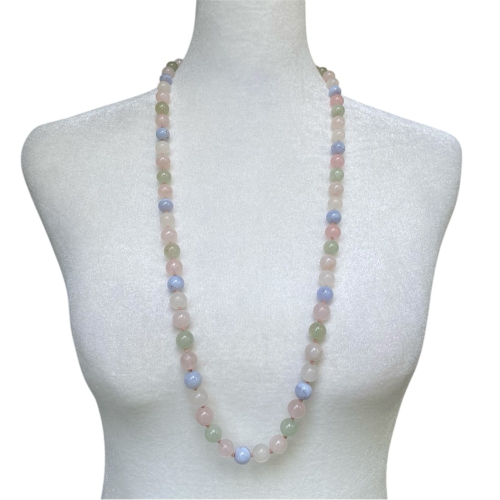 Vintage Multi Color Pastel Quartz Bead Necklace